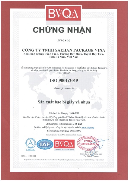 Chứng nhận ISO 9001:2015